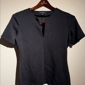 Banana Republic Black Short-Sleeve Keyhole Top